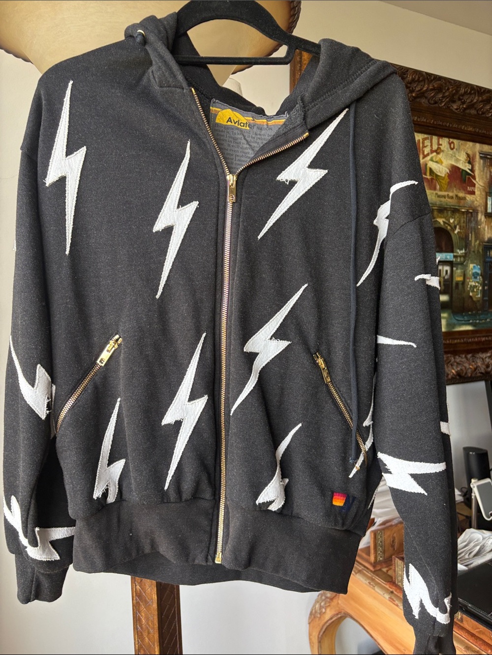 Aviator nation BOLT switch repeat relaxed, two pockets, zip hoodie